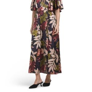 Floral Maxi Dress with Leaf Print